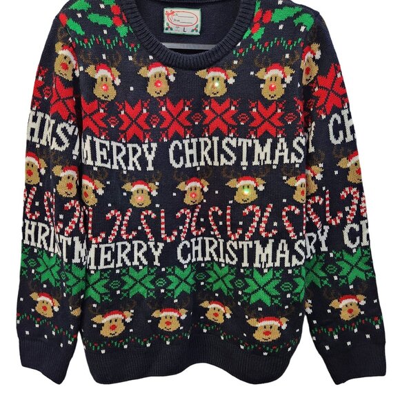 SMART LIVING, UGLY CHRISTMAS SWEATER. Size L "FLASHING" 3328 - Picture 5 of 13